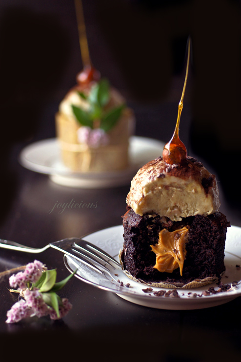 Chocolate Vegan Peanut Butter Cupcake with Banana Ice Cream 
